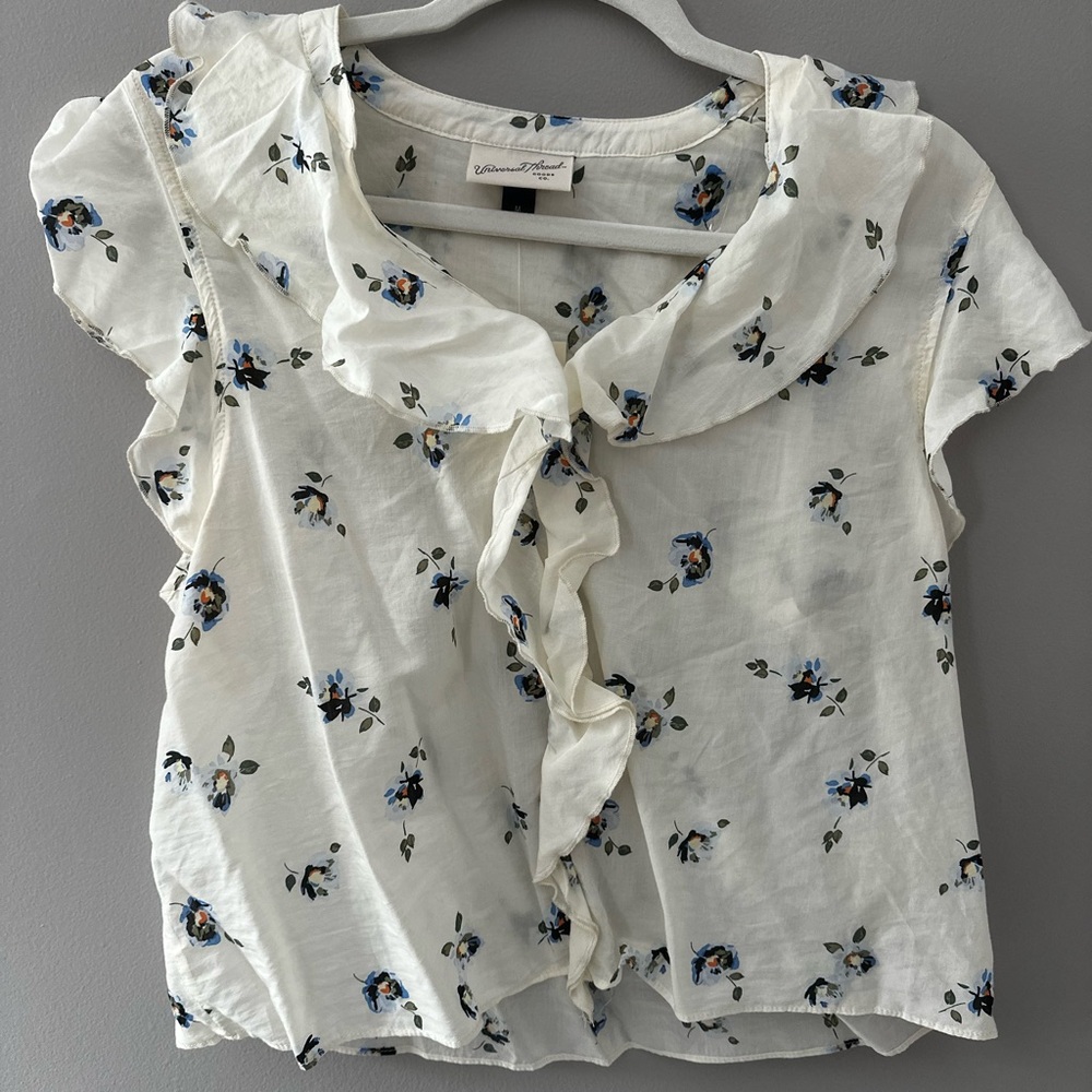 Universal Thread Floral Ruffle Blouse - Cream